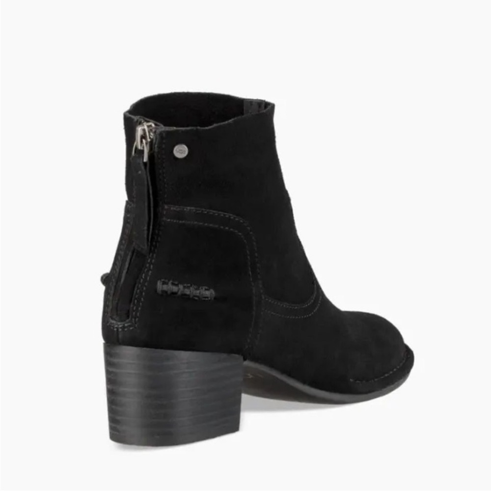 Ugg Bandara Black Suede Leather Block Heel Chelsea Boots size 9 - Picture 3 of 12